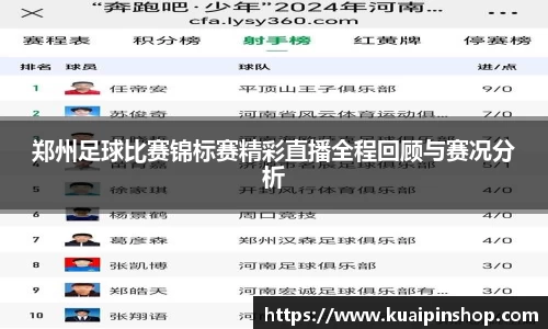 郑州足球比赛锦标赛精彩直播全程回顾与赛况分析